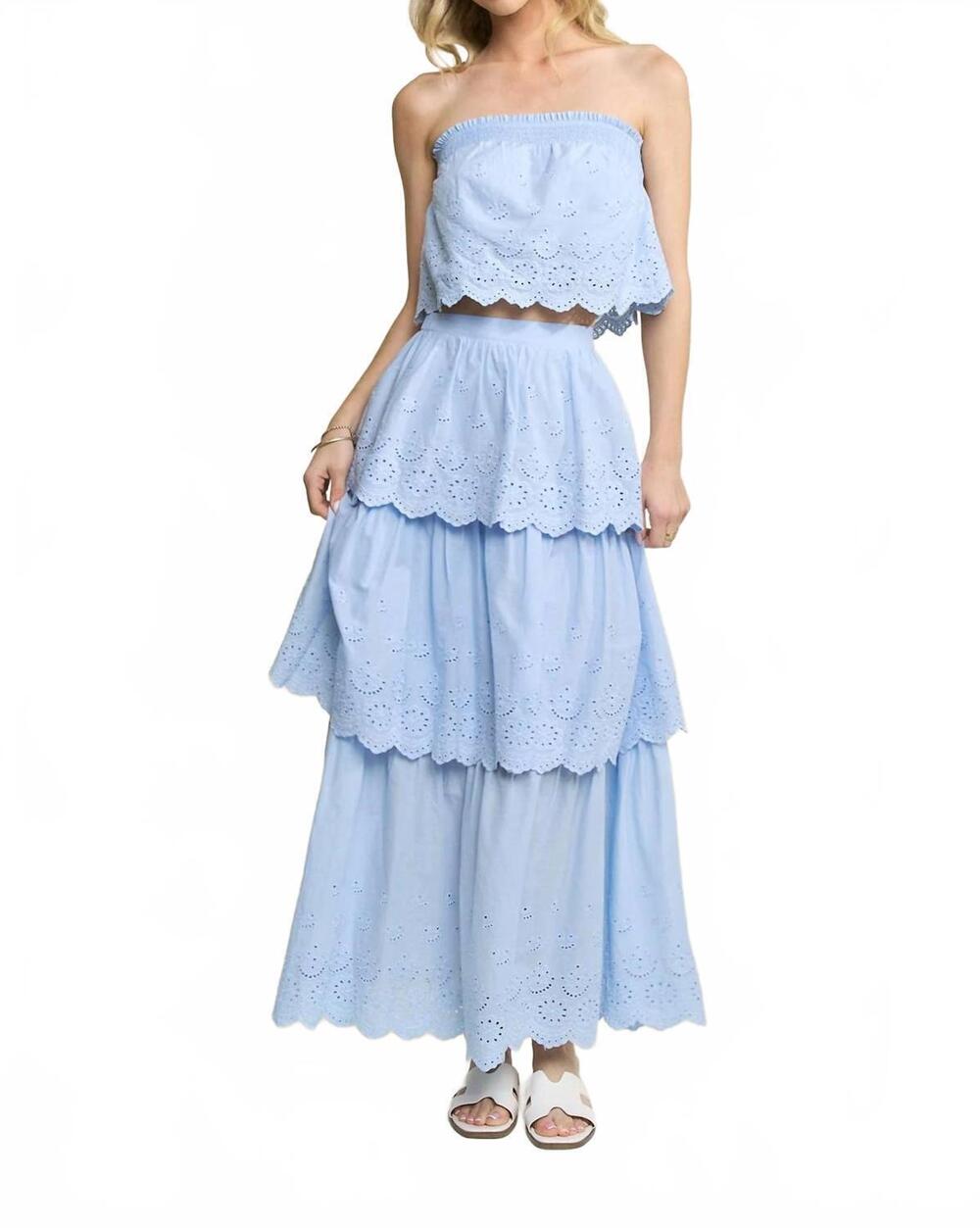 NEW HERSY women's bluebell eyelet set in blue